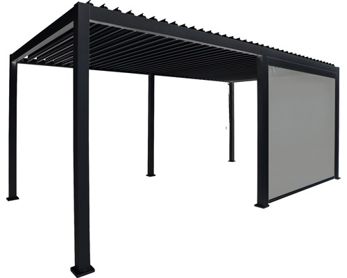 Freistehende Pergola mit einem Seitenteil als Sichtschutz