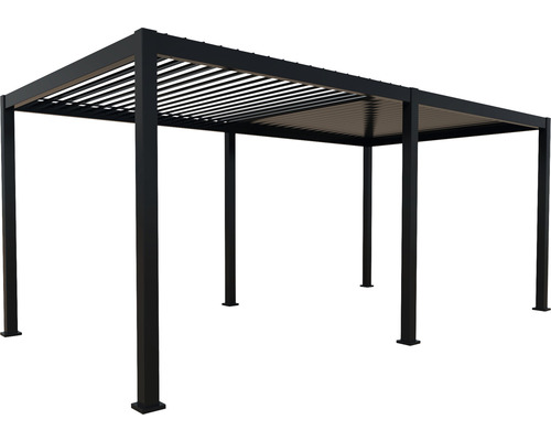 Freistehende schwarze Aluminium Pergola mit Lamellendach