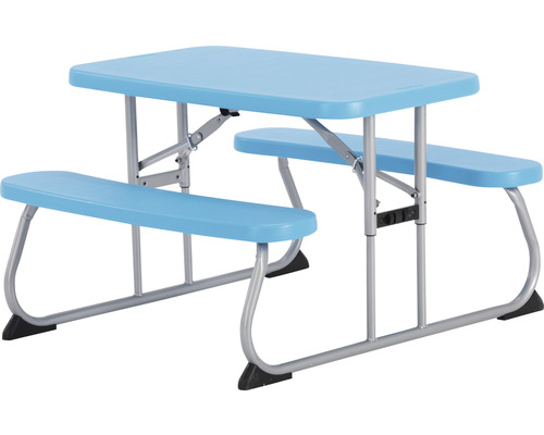 Blauer Kindersitzgarnitur mit Tisch und Bänken für den Außenbereich