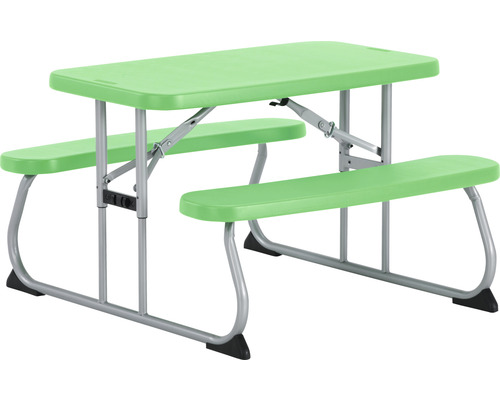 Meubles de jardin pour enfants Liefetime 4 places composé de: 2 bancs, table plastique vert