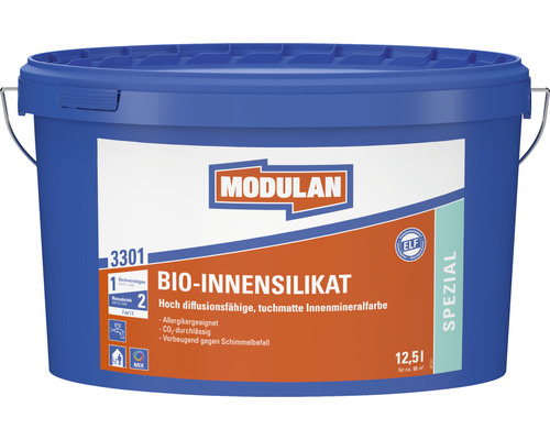 MODULAN BIO-Innensilikat 3301 peinture silicate minérale intérieur bio blanche 12,5 l