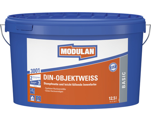 MODULAN DIN-Objektweiß (blanc objet) 3001 peinture murale blanche 12,5 l