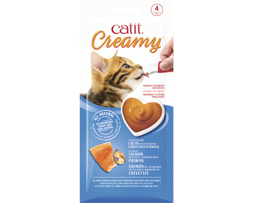 En-cas pour chats Catit Creamy saumon et crevettes pack de 4