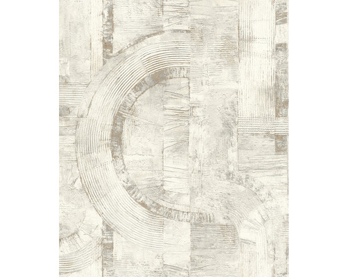 Vliestapete 554748 Composition Geometrisch weiß grau Tapete mit geometrischem Muster und Textur