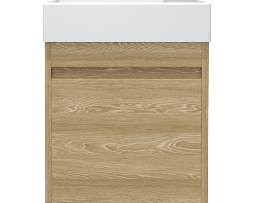 Set de meubles de salle de bains basano Avellino lxhxp 45 x 54 x 28 cm couleur de façade aspect bois avec vasque céramique blanc
