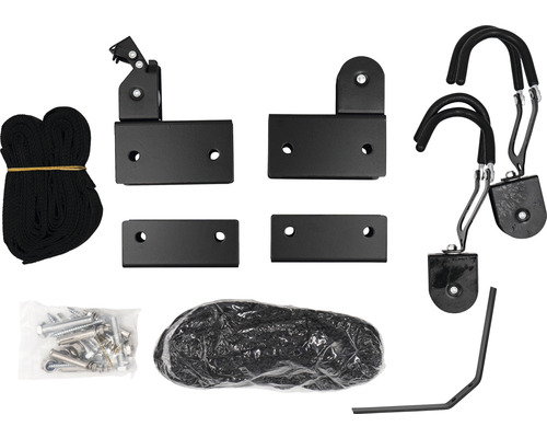 Fahrradlift-Set für die Garagendecke mit Hebevorrichtung, Gurten, Schrauben und Haken