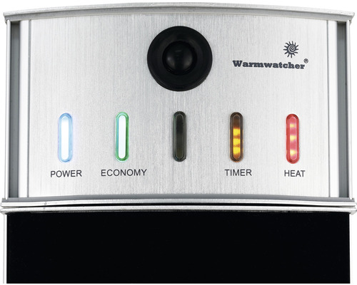 Gros plan d''une façade d''appareil Warmwatcher avec commandes et affichages d''état