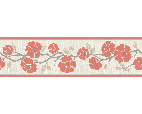 Bordüre selbstklebend 3843-24 Only Border Blumenranke rot weiß 5 m x 17 cm