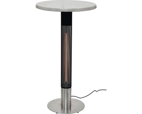 Tischheizstrahler mit runder Tischplatte und Metallfuß