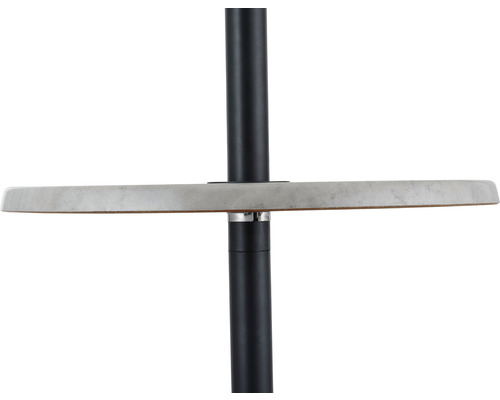 Gros plan sur une table d''appoint avec aspect béton et structure métallique noire