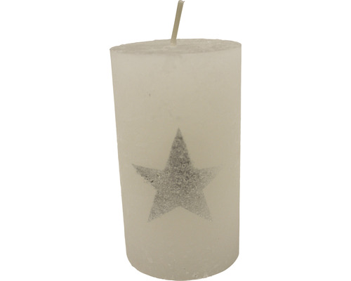 Bougie rustique étoile 6,8 x 12 cm blanc