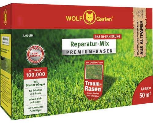 Wolf Garten Reparatur-Mix Premium-Rasen für die Rasensanierung, ausreichend für 50 Quadratmeter