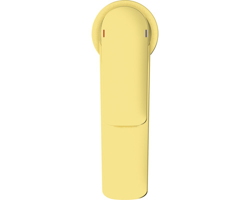 Gelber Einhebelmischer mit Temperaturanzeige