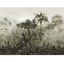 Papier peint avec motif de jungle avec des arbres et des plantes