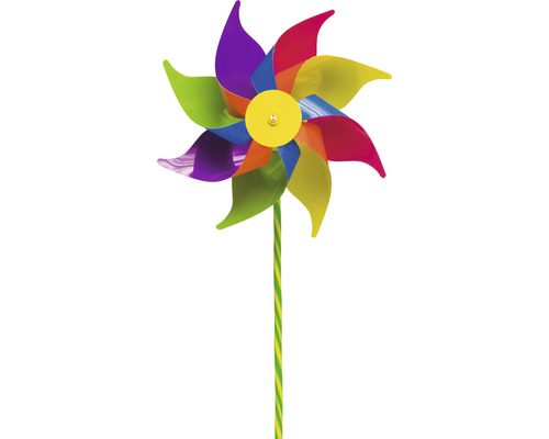 Moulinet multicolore avec bouton jaune au centre