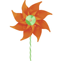 Moulinet orange avec tige rayée vert et blanc