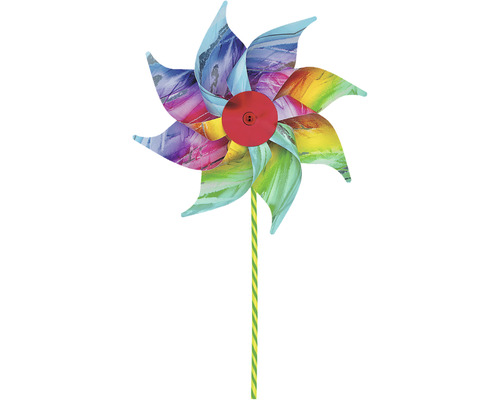 Moulin à vent à motif floral avec bâton