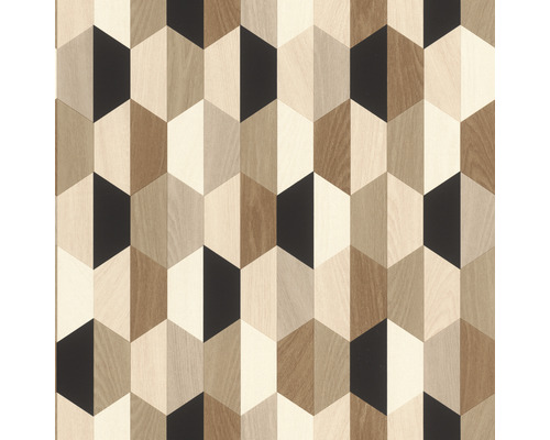 Papier peint intissé 466300 Salsa géométrique bois marron beige Papier peint avec décor géométrique en bois