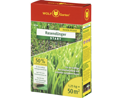 Engrais pour gazon coup de fouet WOLF-Garten 1,25 kg Wolf Garten Engrais pour gazon Start Pack pour l''entretien du gazon