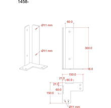 Dessin technique d''un raccord d''angle avec dimensions