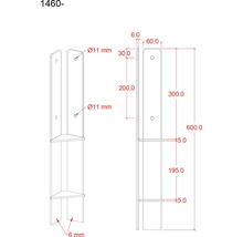 Dessin technique d''un support de poteau avec indications de mesure