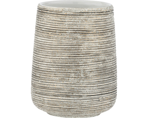 Gobelet à brosses à dents en céramique avec texture nervurée horizontale