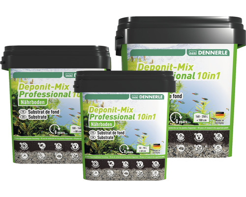 Trois emballages de terreau nutritif Dennerle Deponit-Mix Professional 10en1 pour aquariums