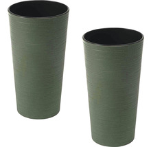 Deux pots de fleurs en plastique