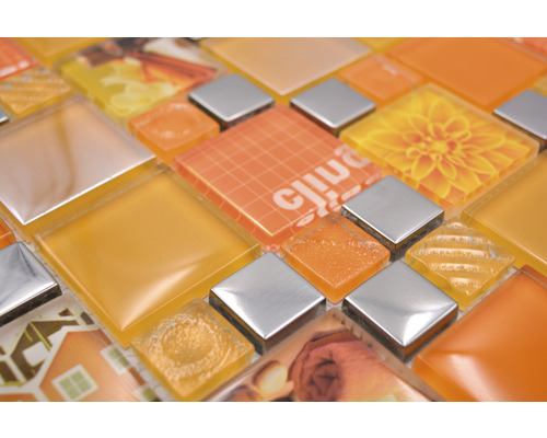 Carreaux de mosaïque orange et argent