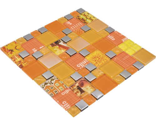 Motif de carreaux de mosaïque carrés en verre et métal