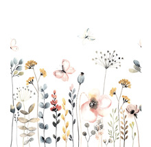 Illustration de fleurs et de papillons