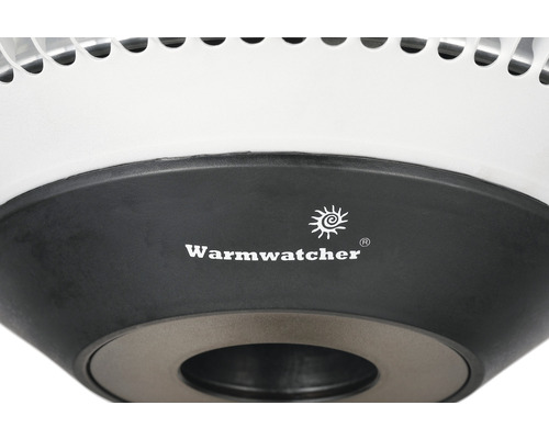 Vue détaillée d''un radiateur de terrasse avec le logo Warmwatcher