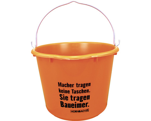 Profi Baueimer robust orange kranbar mit Hakenbügel Ø 385 mm 20 l