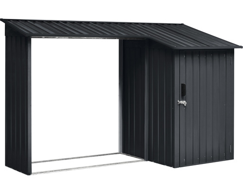 Abri à bois en métal avec porte pour le jardin