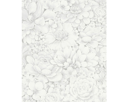 Papier peint intissé 33952 Botanica Floral blanc gris