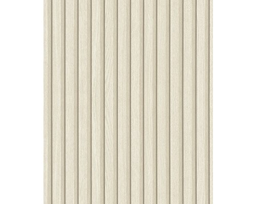 Papier peint intissé 33957 Botanica 3D aspect bois beige Panneau en bois avec des lamelles verticales pour la décoration murale