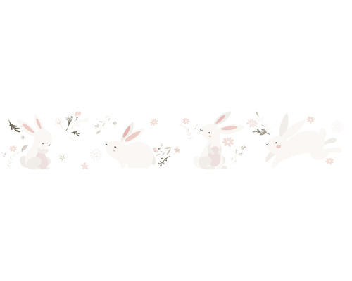 Frise 45861 Kids Walls lapins rose blanc gris 5 m x 17,5 cm