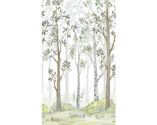 Papier peint panoramique intissé 45869 Kids Walls forêt arbres vert marron 3 pces 159 x 270 cm