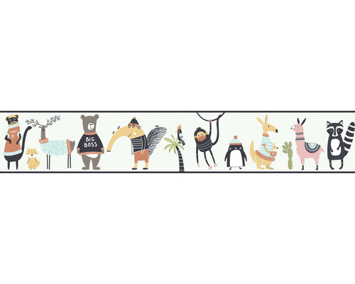Frise 45876 Kids Walls animaux bleu 5 m x 17,5 cm Illustration de différents animaux portant des vêtements