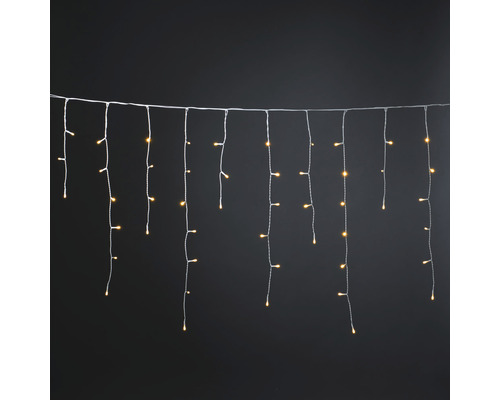 LED Eisregen Lichterkettenvorhang Konstsmide gefrostet 5,07 m + Zuleitungslänge 10 m 200 LEDs Lichtfarbe bernstein Lichterkette mit Eiszapfen-Design zur Dekoration