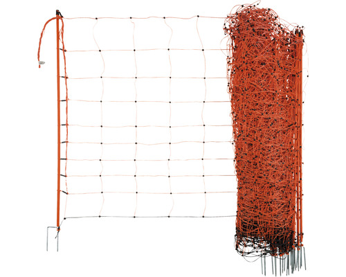 Filet de pacage Ovi Net 50 m 108 cm pointe double orange Clôture de pâturage électrique avec filet et poteaux