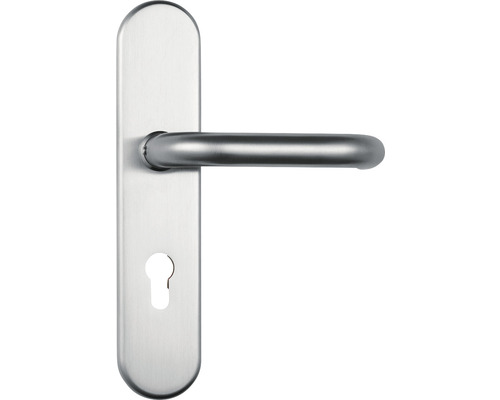 Poignée de porte en acier inoxydable avec plaque longue et trou de serrure