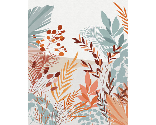 Papier peint panoramique intissé X4-1073 Aspiring Colours 4 pces 200 x 250 cm Illustration décorative de différentes espèces de plantes