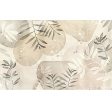 Motif de papier peint botanique abstrait avec des feuilles et des cercles