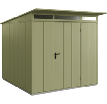 Gartenhaus Hörmann EcoStar Elegant inkl. Alu-Bodenrahmenprofil M984, Typ 2, RAL6013 Einzeltür 247,9 x 283,4 cm schilfgrün