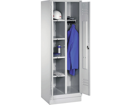 Garderobenschrank Cabo mit 4 Böden und Kleiderstange grau 610x1800x500 mm 2 Türen