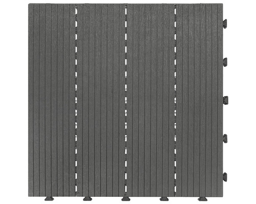 Klickfliese Easytile recycelt 45 x 45 x 2,5 cm graphit Quadratische Terrassenfliese aus Holzverbundwerkstoff mit gerillter Oberfläche