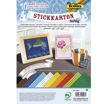 Carton à broder coloré, 10 feuilles avec instructions de broderie incluses