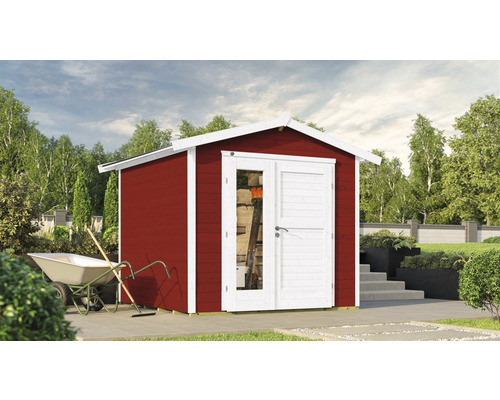 Gartenhaus weka 224 A Gr. 2 inkl. Fußboden 280 x 263 cm rot Gartenhaus mit Doppeltür und Fenster im Garten