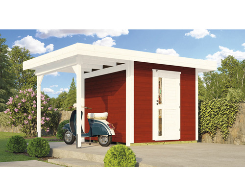 Abri de jardin weka DH 172 A taille 2 avec plancher 430 x 375 cm rouge